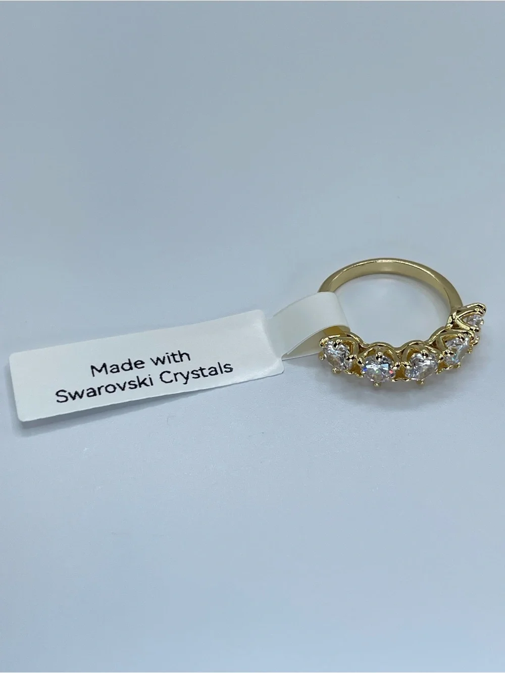 Swarovski Crystal Elements White Crystal Half Eternity Band Ring Sz 8 Glam
